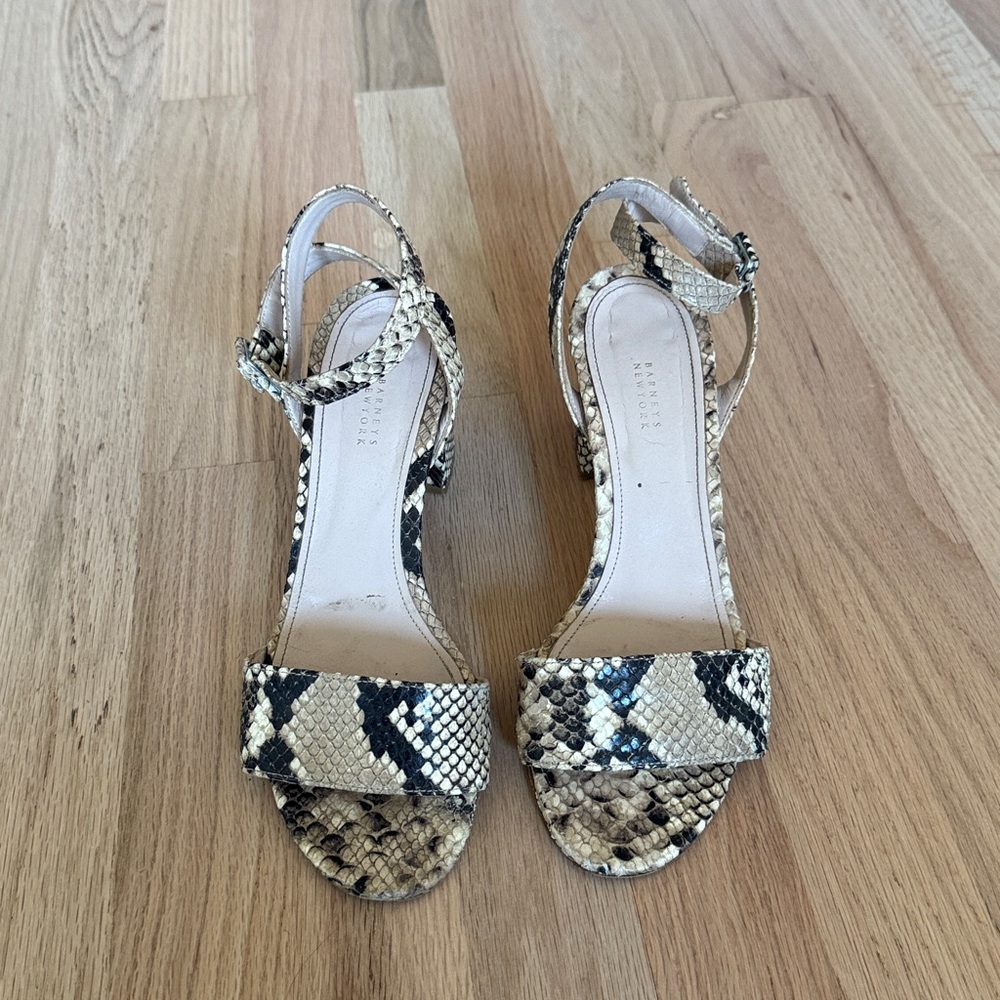 Barneys New York Snakeskin Strappy Sandals